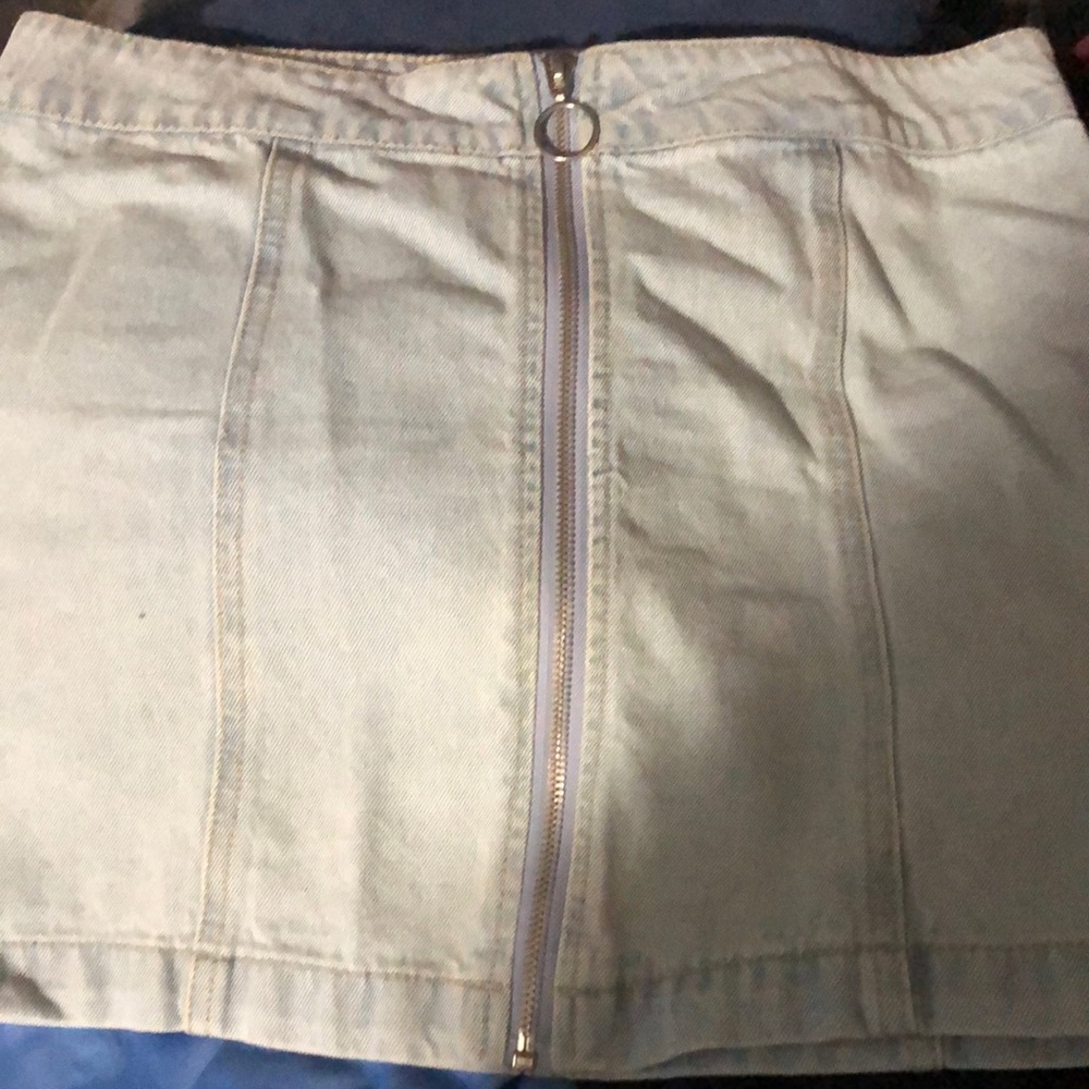Faded denim mini skirt